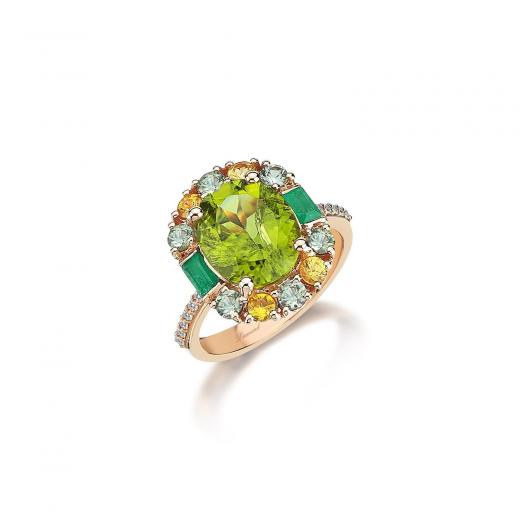 Peridot Zümrüt Safir Yüzük